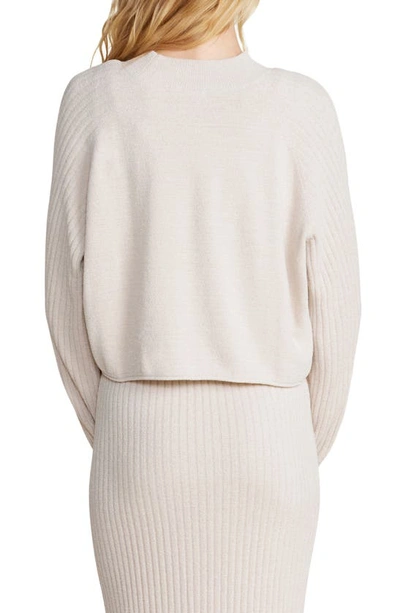 Shop Barefoot Dreams Cozychic® Ultra Lite® Mock Neck Crop Sweatshirt In Bisque