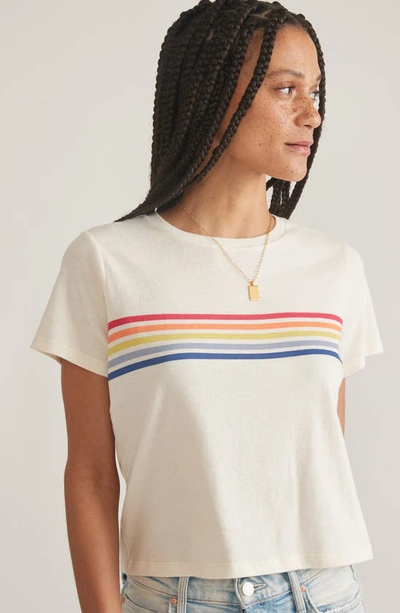 Shop Marine Layer Easy Rainbow Stripe Crop T-shirt In Natural