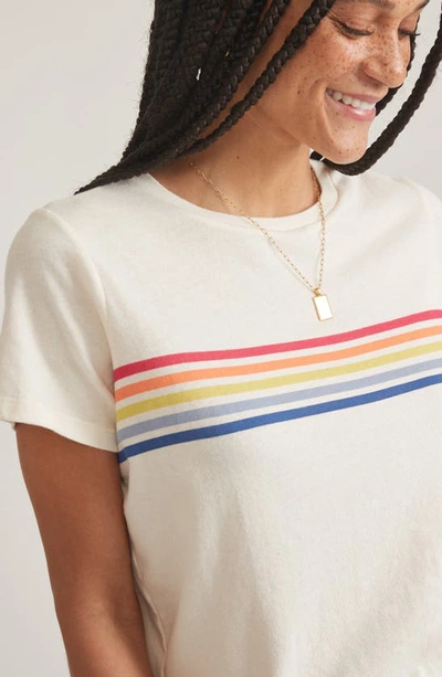 Shop Marine Layer Easy Rainbow Stripe Crop T-shirt In Natural