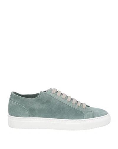 Doucal's Man Sneakers Sage Green Size 7 Leather In Sage Green