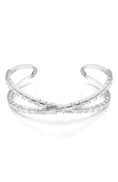 Shop Swarovski Hyperbola Crystal Cuff Bracelet In Silver