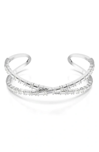 Swarovski Hyperbola Crystal-embellished Cuff Bracelet In Silver