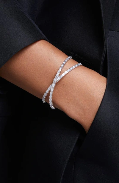 Shop Swarovski Hyperbola Crystal Cuff Bracelet In Silver