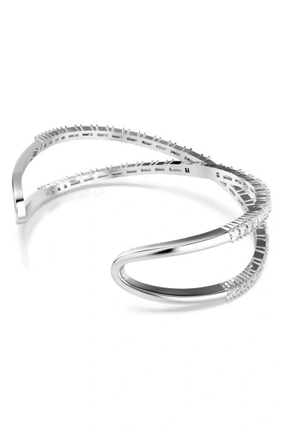 Shop Swarovski Hyperbola Crystal Cuff Bracelet In Silver