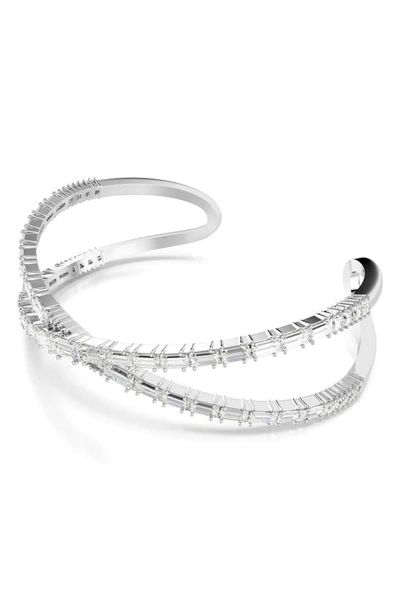 Swarovski Hyperbola Crystal-embellished Cuff Bracelet In Silver