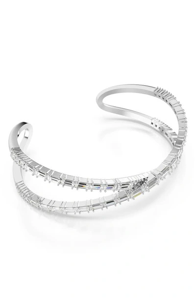 Swarovski Hyperbola Crystal-embellished Cuff Bracelet In Silver