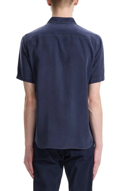 Theory Irving Short Sleeve Lyocell Button-up Shirt In Black