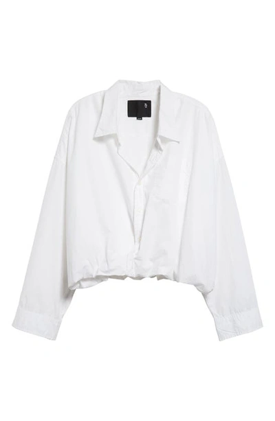 Shop R13 Bubble Hem Cotton Button-up Shirt In White