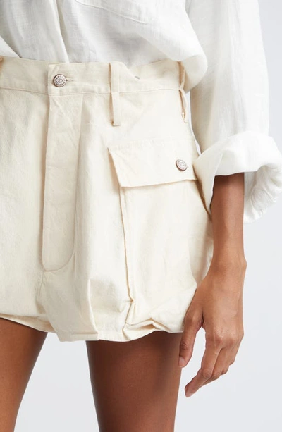 Shop R13 Bubble Cargo Shorts In Natural