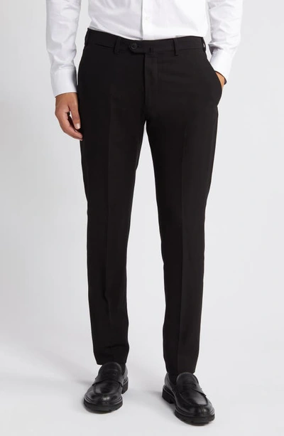 Shop Emporio Armani G-line Flat Front Pants In Solid Black