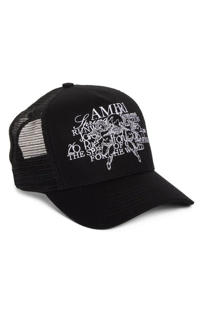 Shop Amiri Cherub Trucker Hat In Black - 10z Canvas