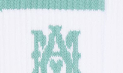 Shop Amiri Ma Stripe Crew Socks In White Seacrest