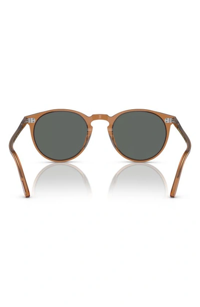 Shop Oliver Peoples O'malley 48mm Round Sunglasses In Carob / Regal Blue