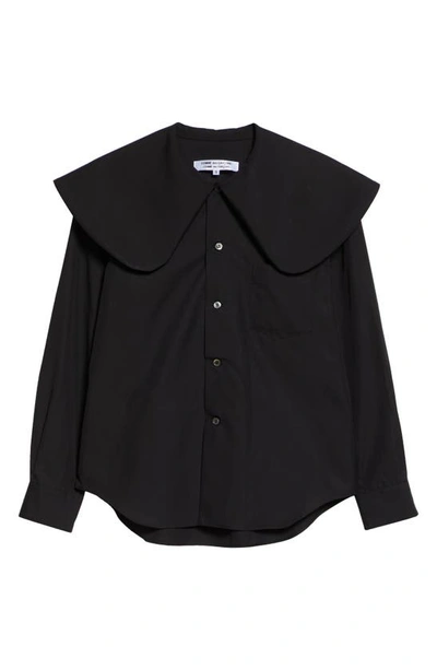 Shop Comme Des Garçons Comme Des Garçons Oversize Collar Cotton Button-up Shirt In Black