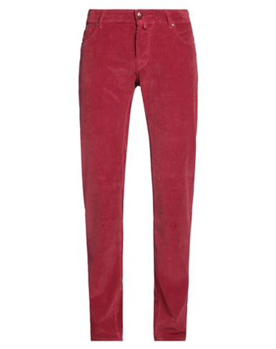 Shop Jacob Cohёn Man Pants Burgundy Size 35 Cotton, Elastane In Red