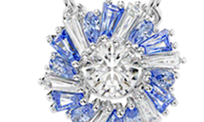 Swarovski Flower, Blue, Rhodium Plated Idyllia Pendant Necklace In Blue
