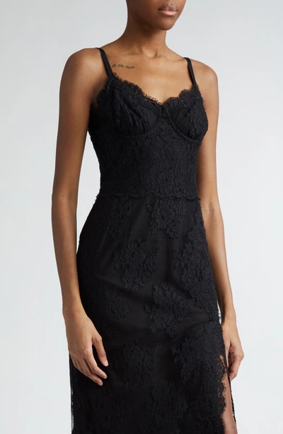 Dolce & Gabbana Lace Midi Dress With Double Scalloped Detailing In Nero