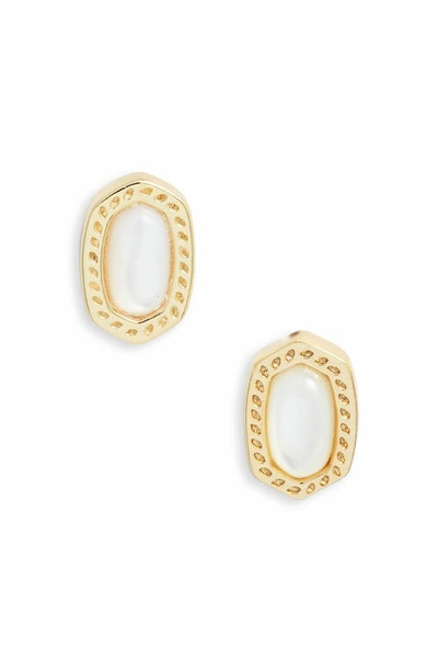 Shop Kendra Scott Ellie Mini Stud Earrings In Gold Ivory Mother Of Pearl