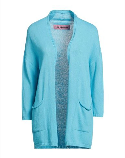 Pink Memories Woman Cardigan Sky Blue Size 4 Cotton, Acrylic In Blue