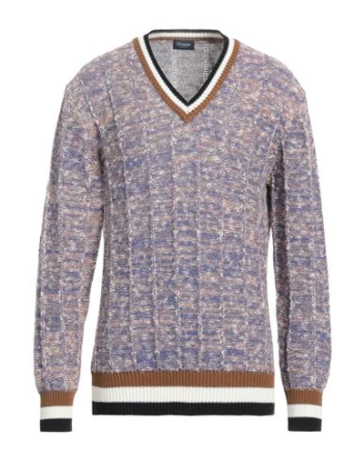 Shop Drumohr Man Sweater Purple Size 40 Cotton, Linen
