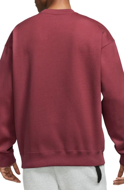 Shop Nike Solo Swoosh Oversize Crewneck Sweatshirt In Team Red/ White