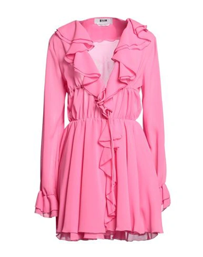 Shop Msgm Woman Mini Dress Fuchsia Size 8 Polyester In Pink