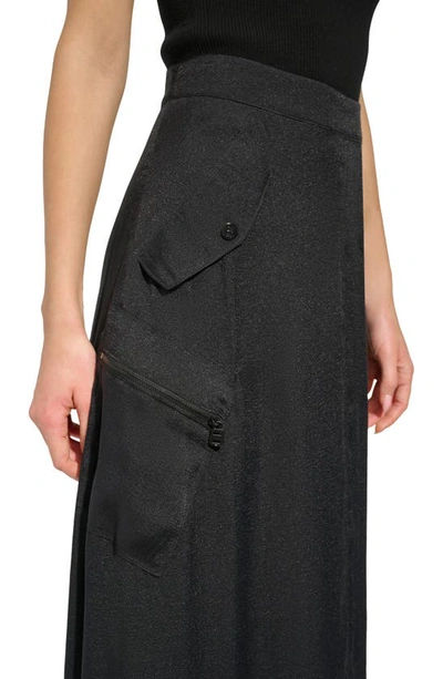 Shop Dkny Organza Cargo Midi Skirt In Black
