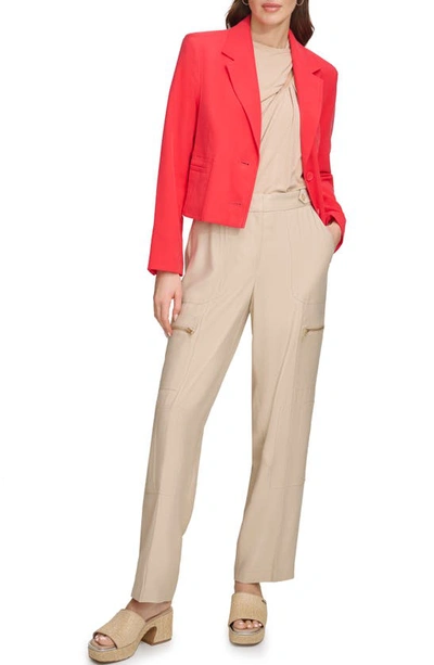 Shop Dkny Two-button Crop Blazer In Flame