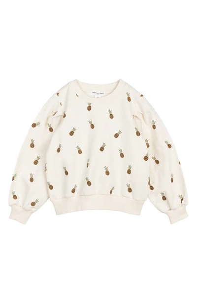 Shop Miles The Label Kids' Wild Pineapple Print Fleece Sweatshirt In Ivory