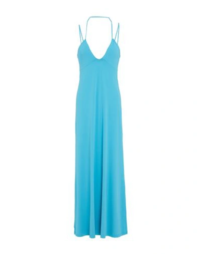 Shop Ottod'ame Woman Maxi Dress Turquoise Size 10 Acetate, Polyamide, Elastane In Blue