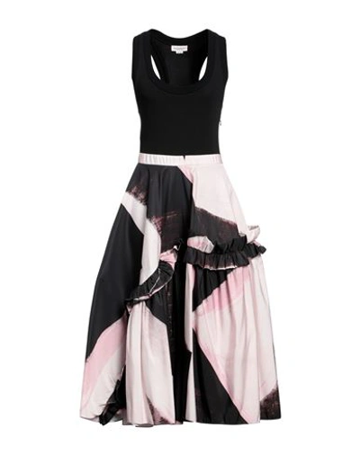 Shop Alexander Mcqueen Woman Midi Dress Black Size 6 Cotton, Elastane, Polyester, Viscose