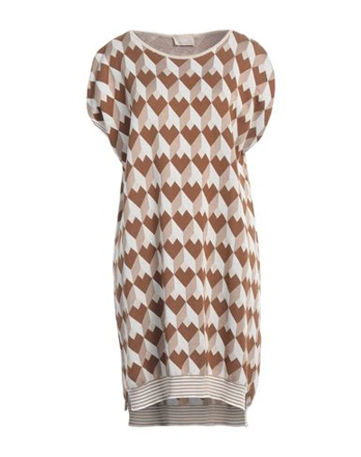 Shop Drumohr Woman Mini Dress Brown Size L Silk, Cotton