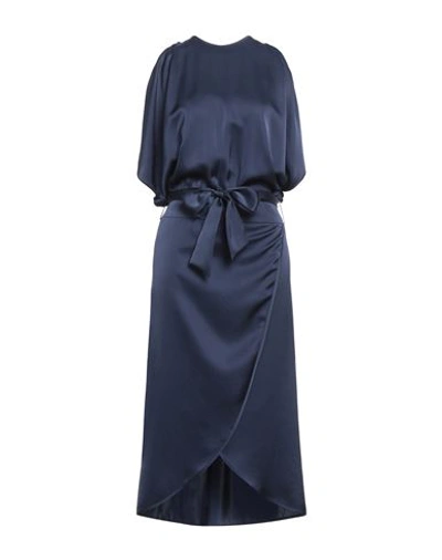 Eleventy Woman Midi Dress Midnight Blue Size 4 Triacetate, Cupro In Blue