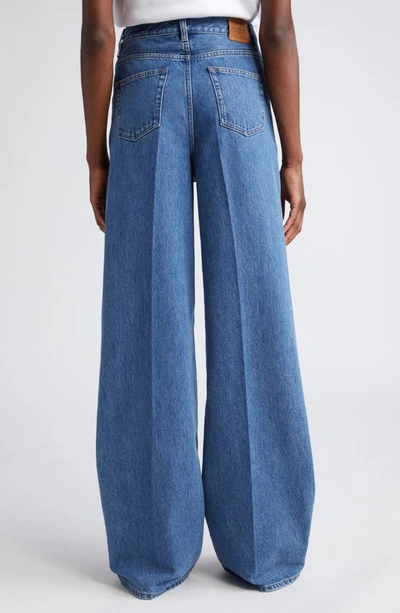 Totême Wide Leg Organic Cotton Jeans In Vibrant Blue