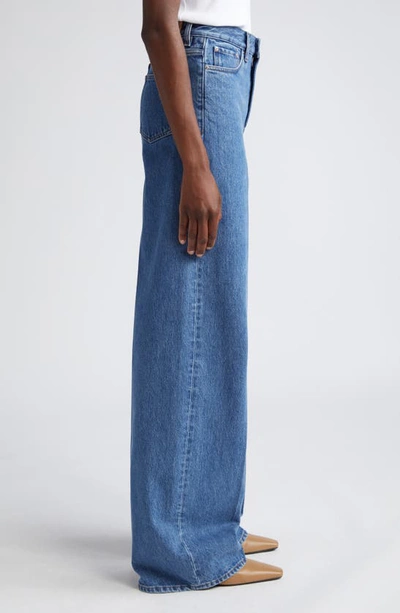 Totême Wide Leg Organic Cotton Jeans In Vibrant Blue