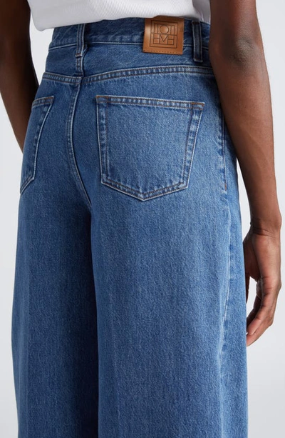 Totême Wide Leg Organic Cotton Jeans In Vibrant Blue