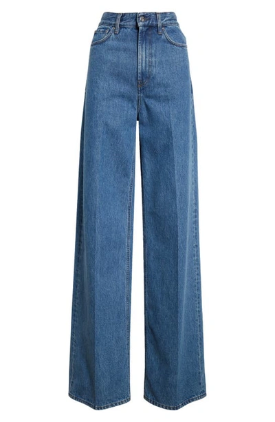 Totême Wide Leg Organic Cotton Jeans In Vibrant Blue