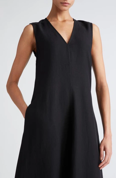 Shop Totême Toteme Fluid V-neck A-line Maxi Dress In Black