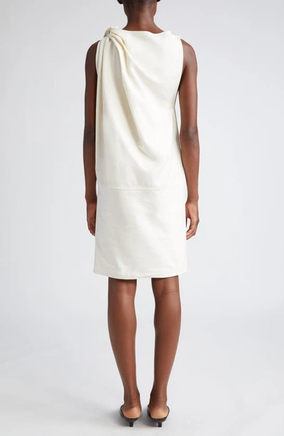 Shop Totême Shoulder Twist Satin Shift Dress In Ecru