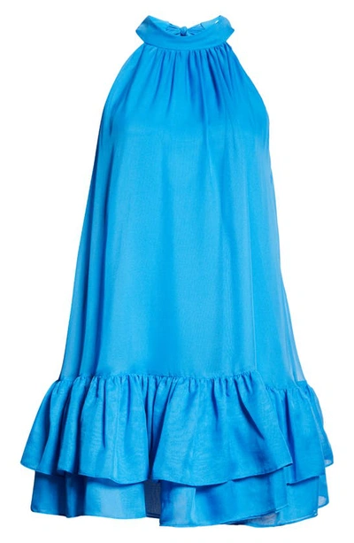 Shop Alice And Olivia Erna Ruffle Hem Minidress In French Blue