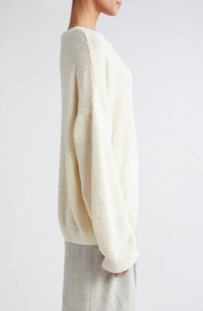 Shop Totême Oversize Cotton Blend Chenille Sweater In Cream