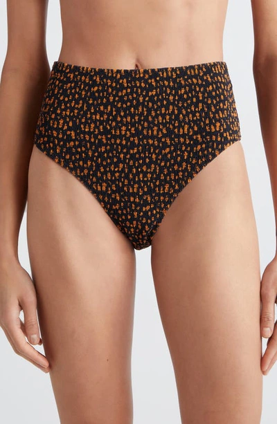 Shop Totême Print Smocked Bikini Bottoms In Tortoise Print