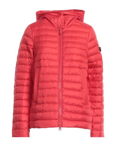 Peuterey Woman Down Jacket Tomato Red Size 8 Polyester In Tomato Red