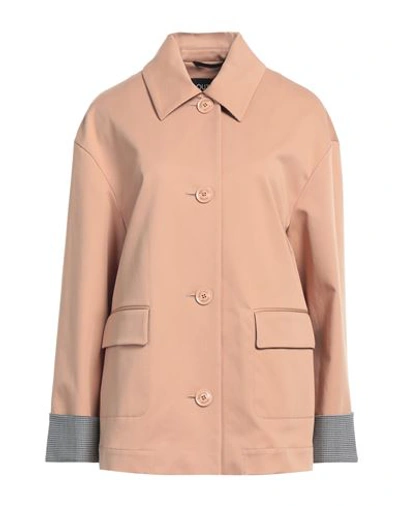 Shop Boutique Moschino Woman Overcoat & Trench Coat Camel Size 8 Cotton, Elastane, Polyester, Virgin Wool In Beige