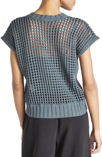 Splendid X Cellajaneblog Open Stitch Short Sleeve Sweater In Dark Slate