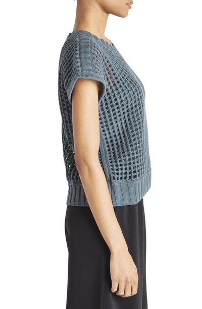 Splendid X Cellajaneblog Open Stitch Short Sleeve Sweater In Dark Slate