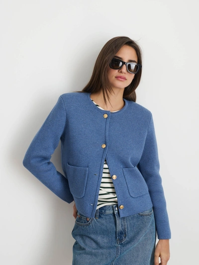 Shop Alex Mill Paris Sweater Jacket In Harbour Blue