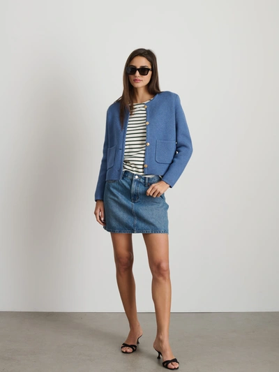 Shop Alex Mill Paris Sweater Jacket In Harbour Blue