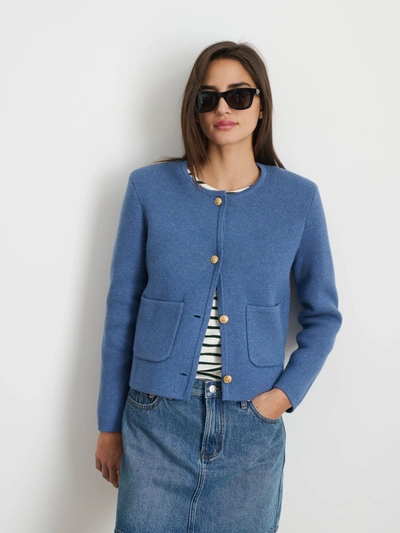 Shop Alex Mill Paris Sweater Jacket In Harbour Blue