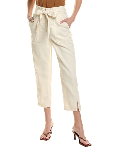 Shop Ag Jeans High-rise Barrel Silk-blend Paperb Pant In Beige